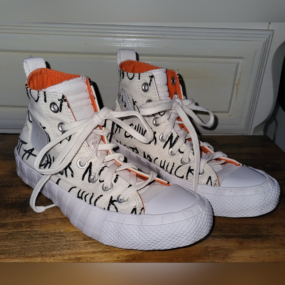 Converse Allstar  High Top "Not A Chuck" White, Black,orange Youth Size 5
